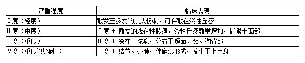 痤疮的严重程度分类